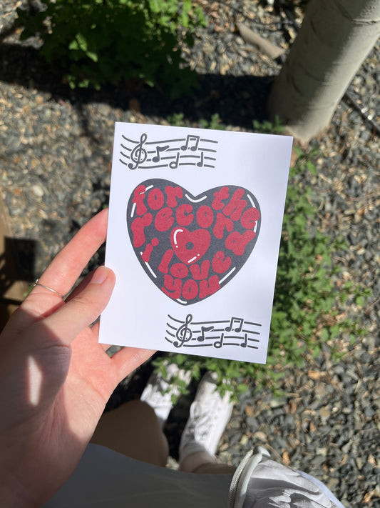 For The Record I Love You Vinyl Theme Card