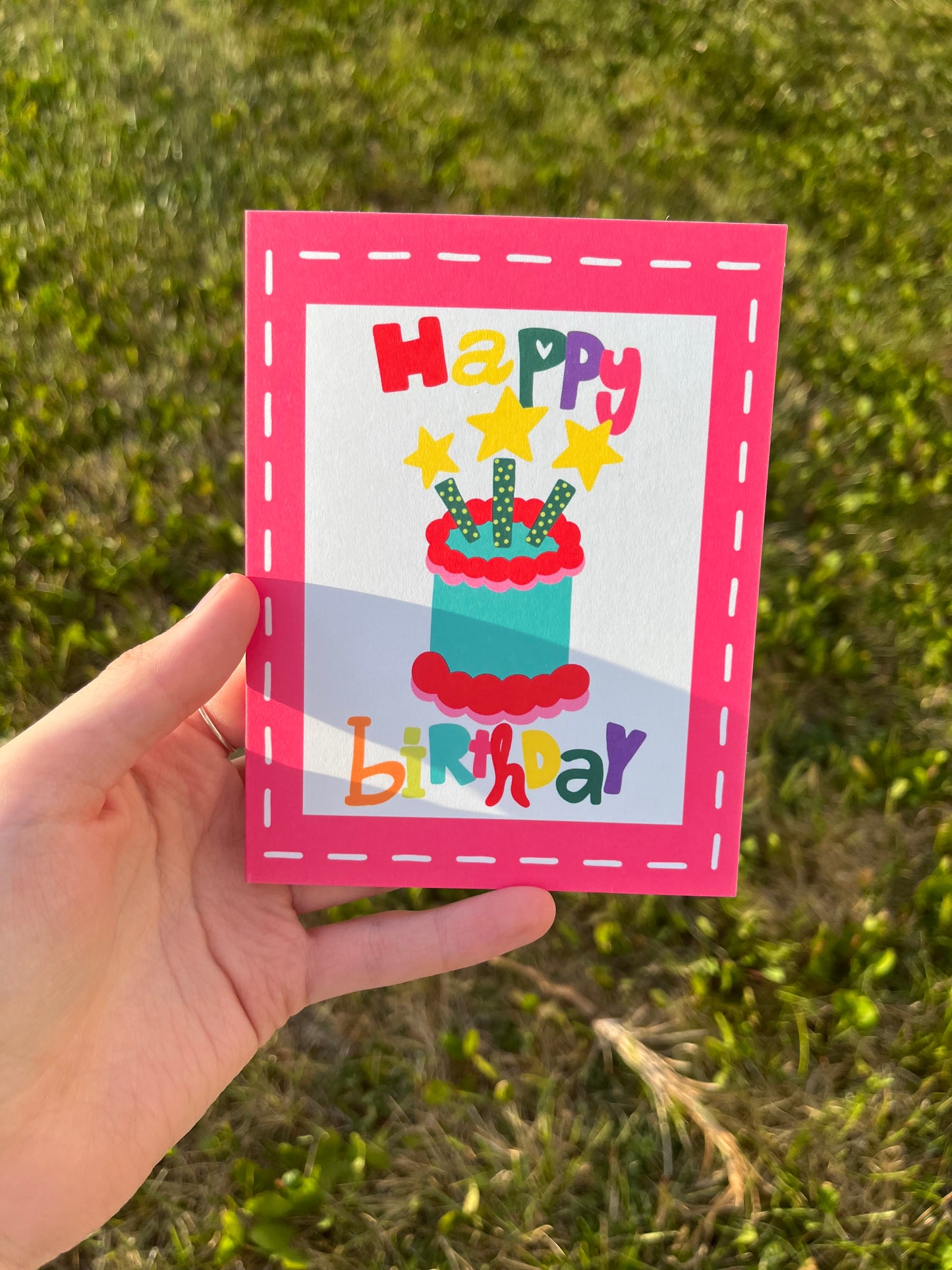 Happy Birthday Cake Colorful Card