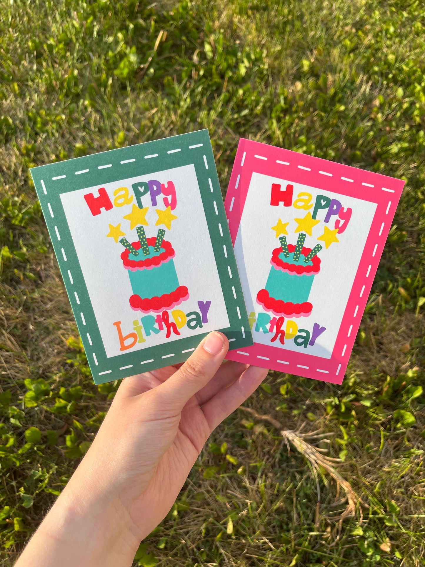 Happy Birthday Cake Colorful Card