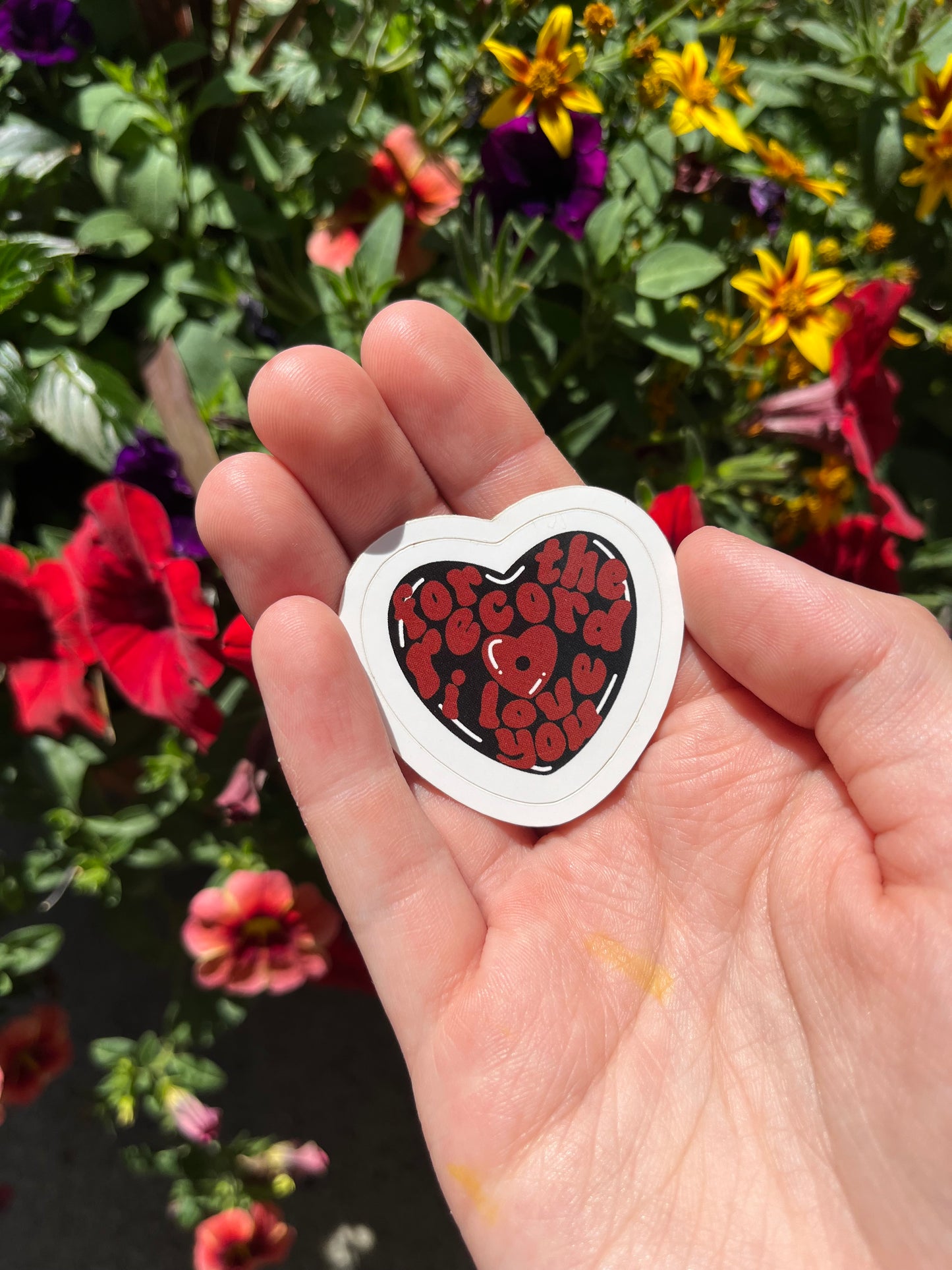For The Record I Love You Heart Shaped Sticker