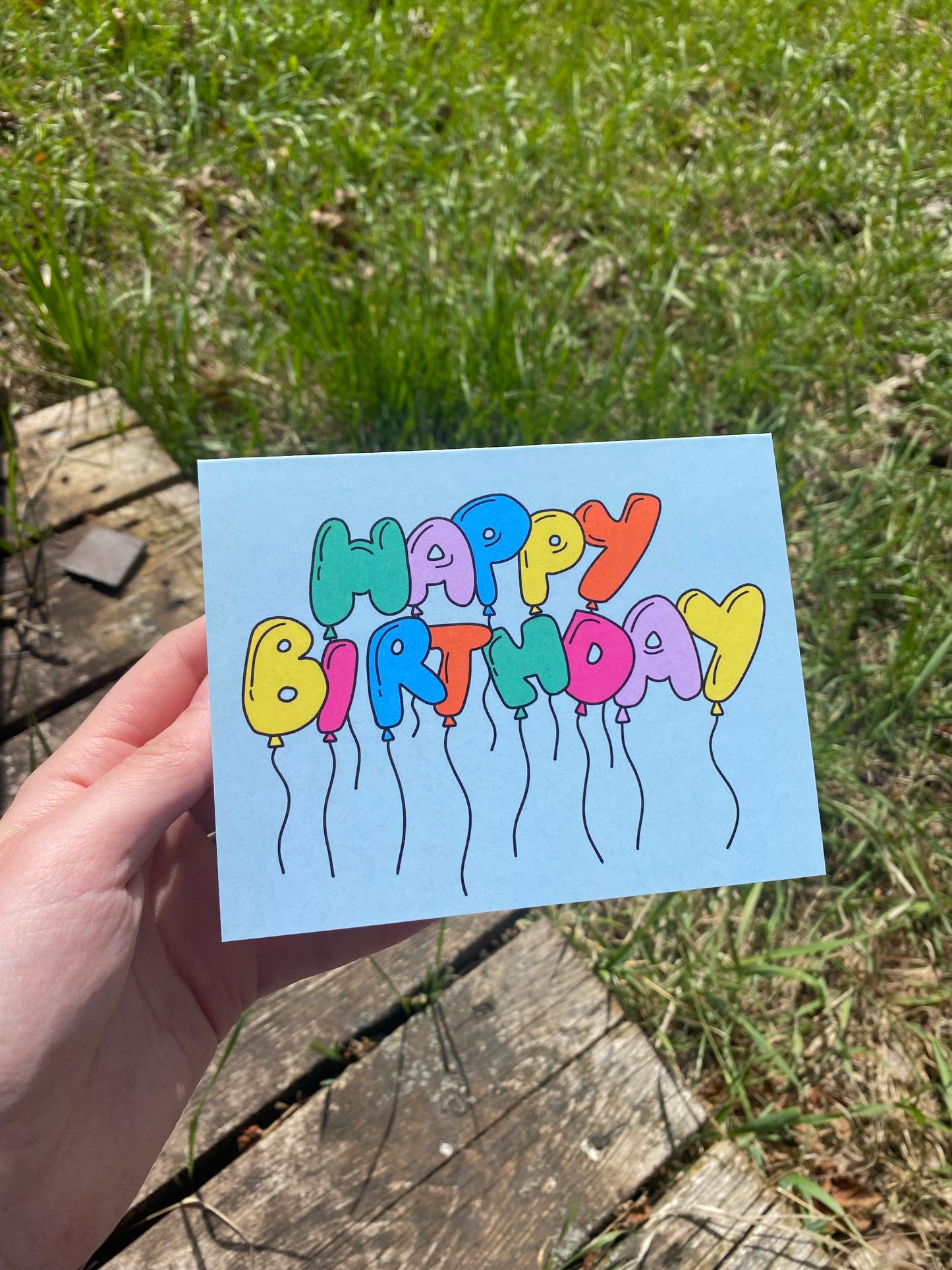 Happy Birthday Balloon Card in Pink or Green