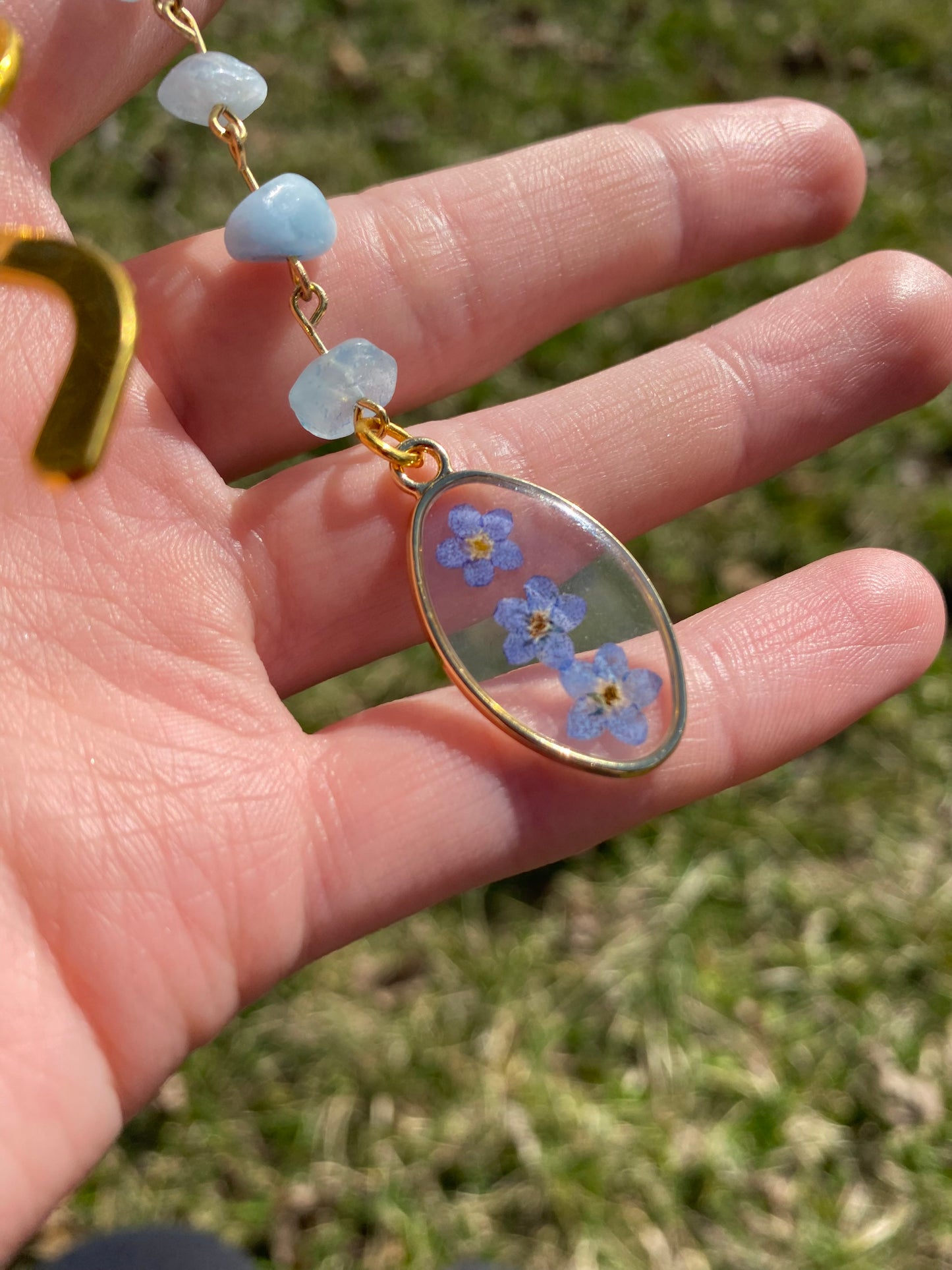 Forget Me Not Flower Bookmark in Gold