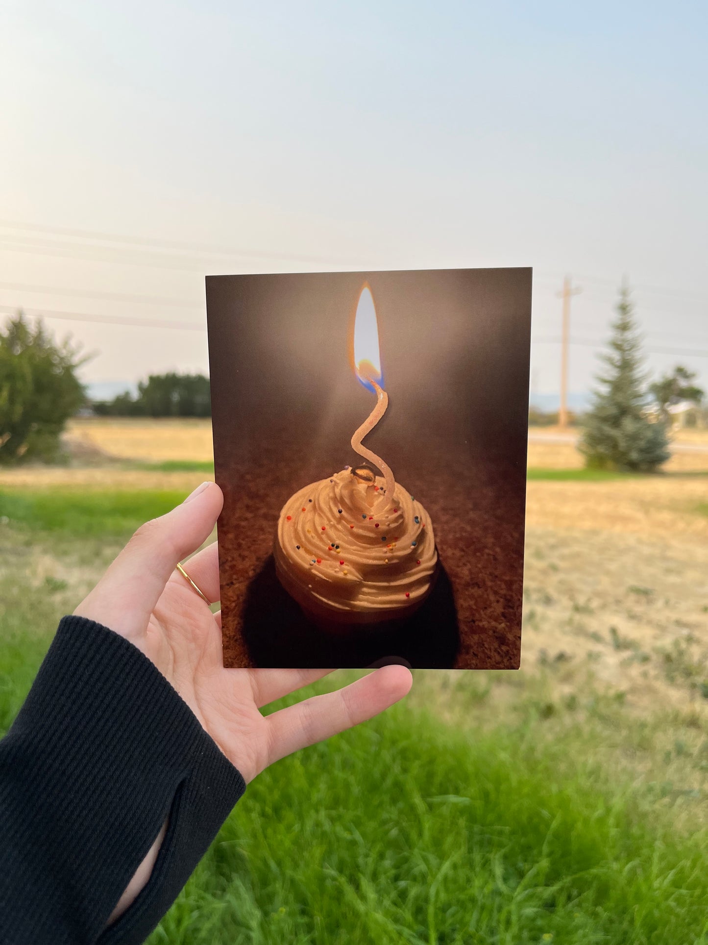 Single Candle in a Cupcake Postcard