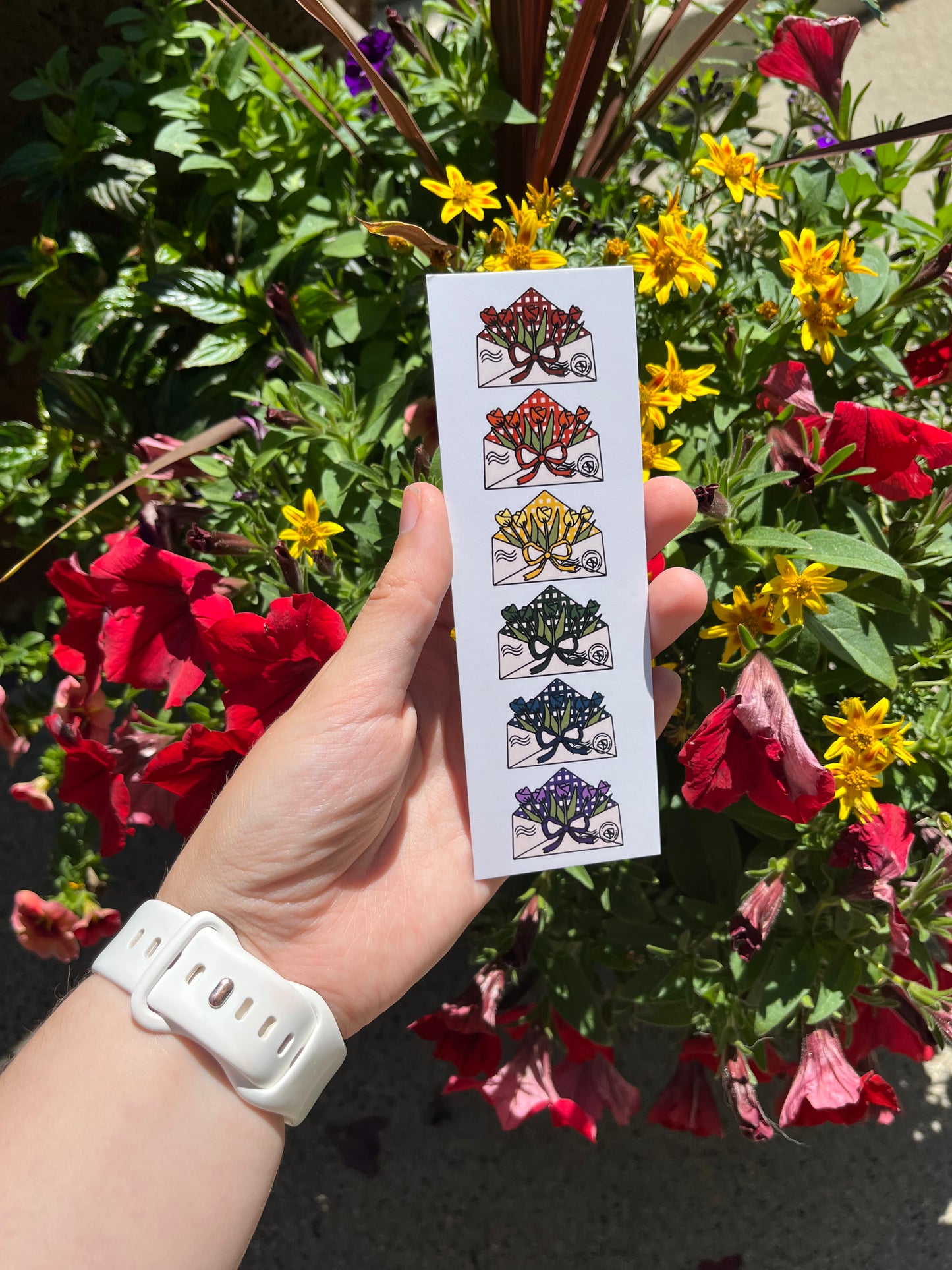 Rainbow Tulip Envelope Bookmark