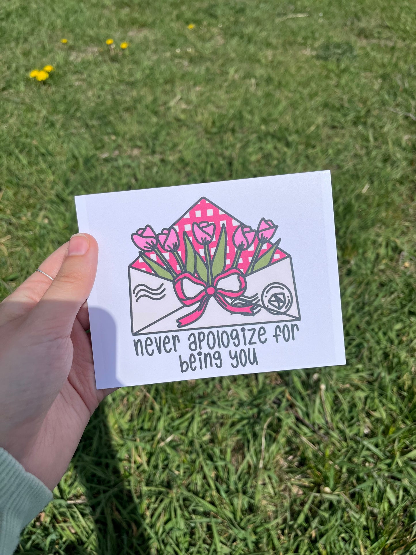 Loving Phrases Tulip Envelope Card Set (Or Singular Card)