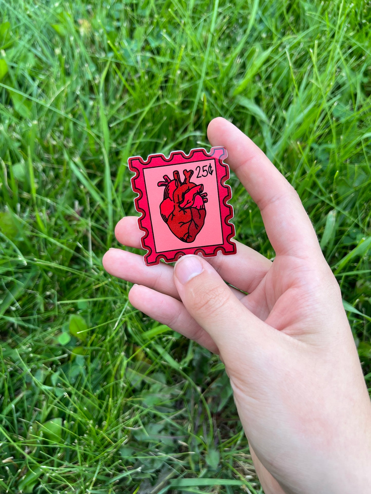 Anatomical Heart Postage Stamp Design Adhesive Sticker