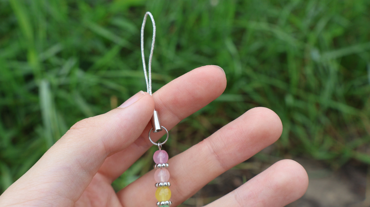 Pastel Rainbow Fairy on a Moon Silver Phone Charm