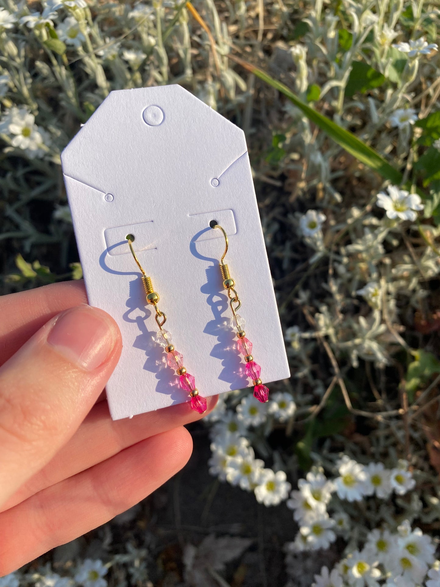 Color Gradient Gold Dangle Drop Crystal Bead Earrings