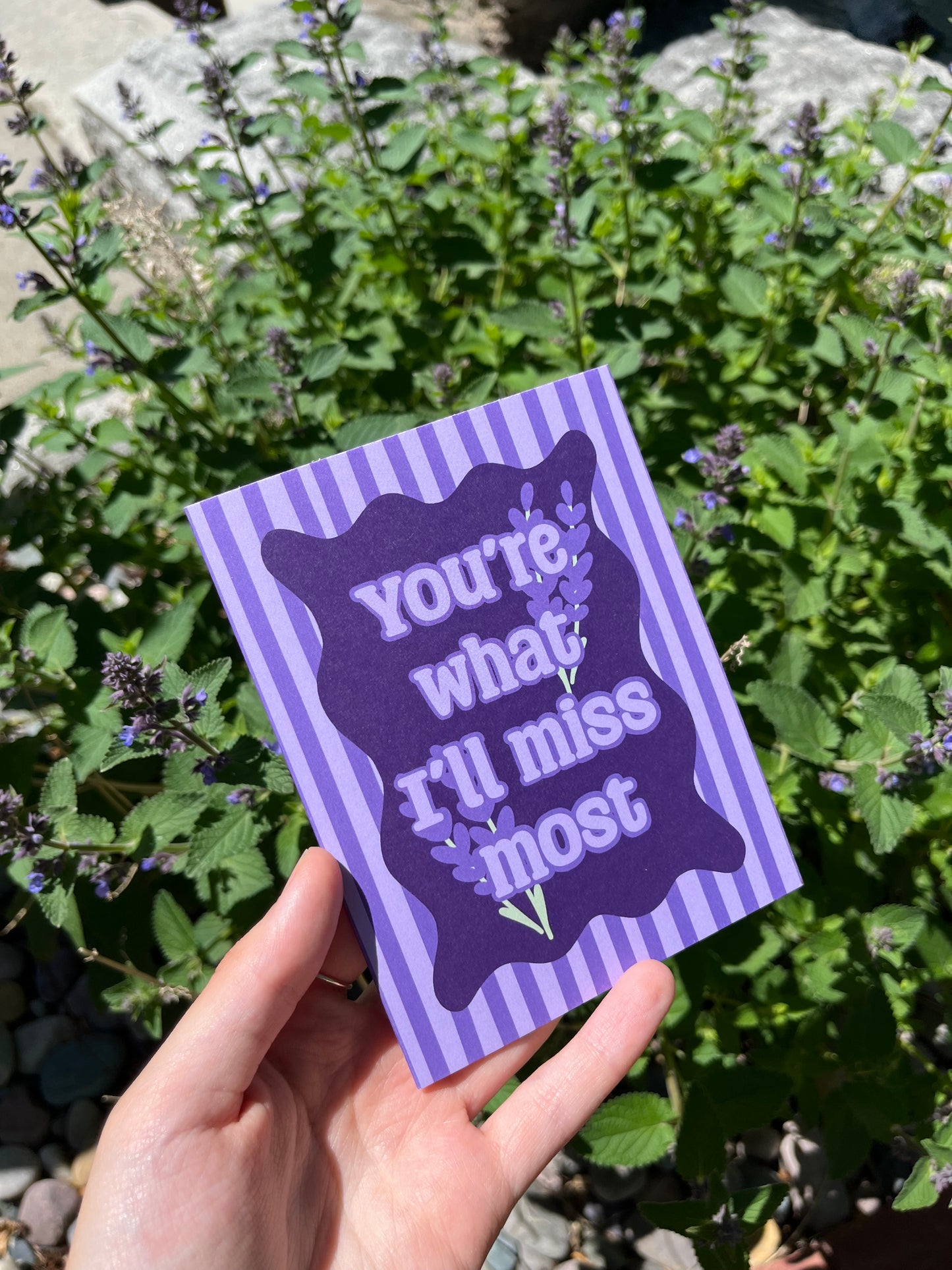 You're What I'll Miss Most Lavender Card