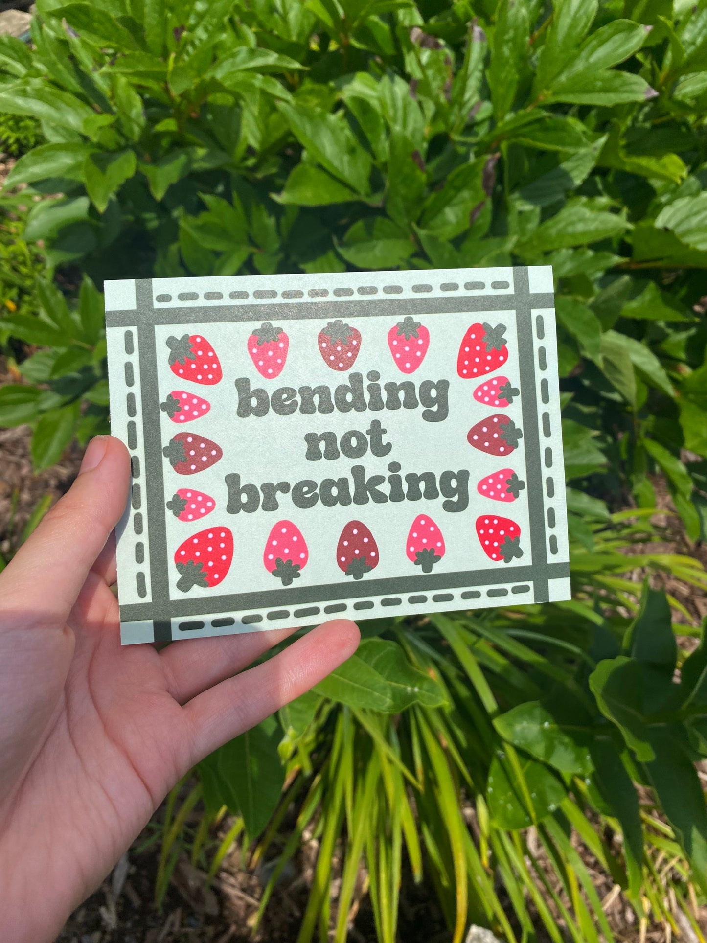 Bending Not Breaking Strawberry Postcard/Card