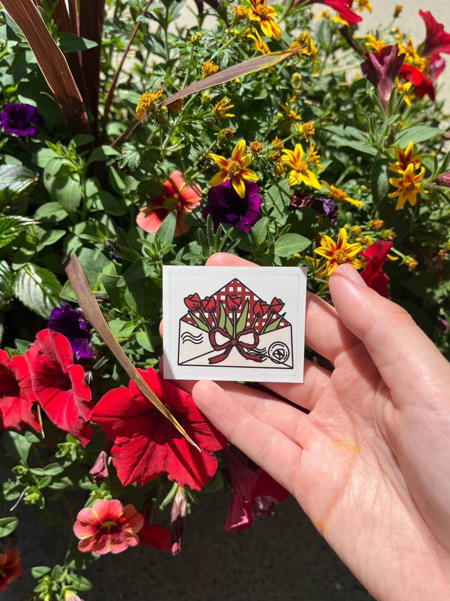 Red Tulip Flower Envelope Sticker