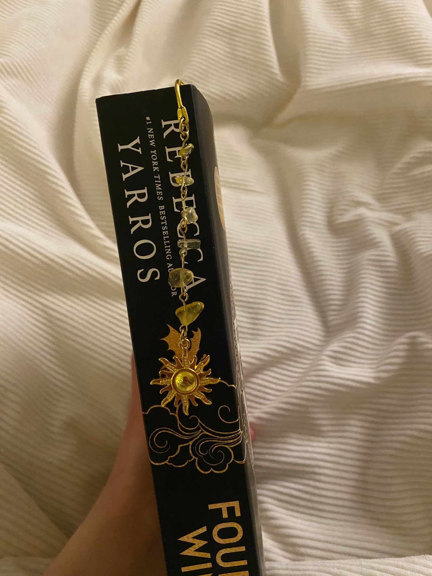 Gold Sun Quartz Wavy Gemstone Bookmark