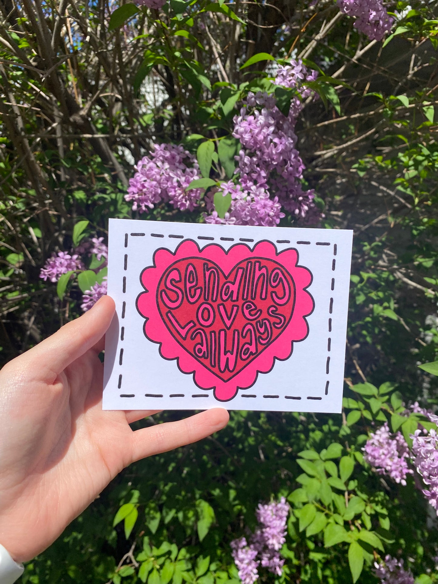 Sending Love Always Pink Heart Card or Postcard