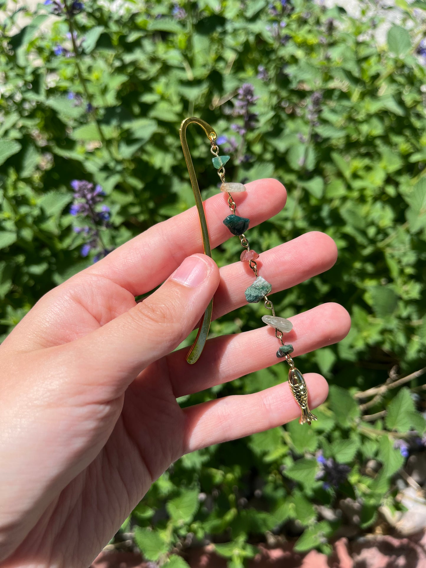 Gold Fish Gemstone Bookmark